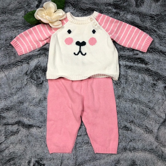 Cherokee Pink Bear Sweater Outfit size 3 months - Picture 11 of 11
